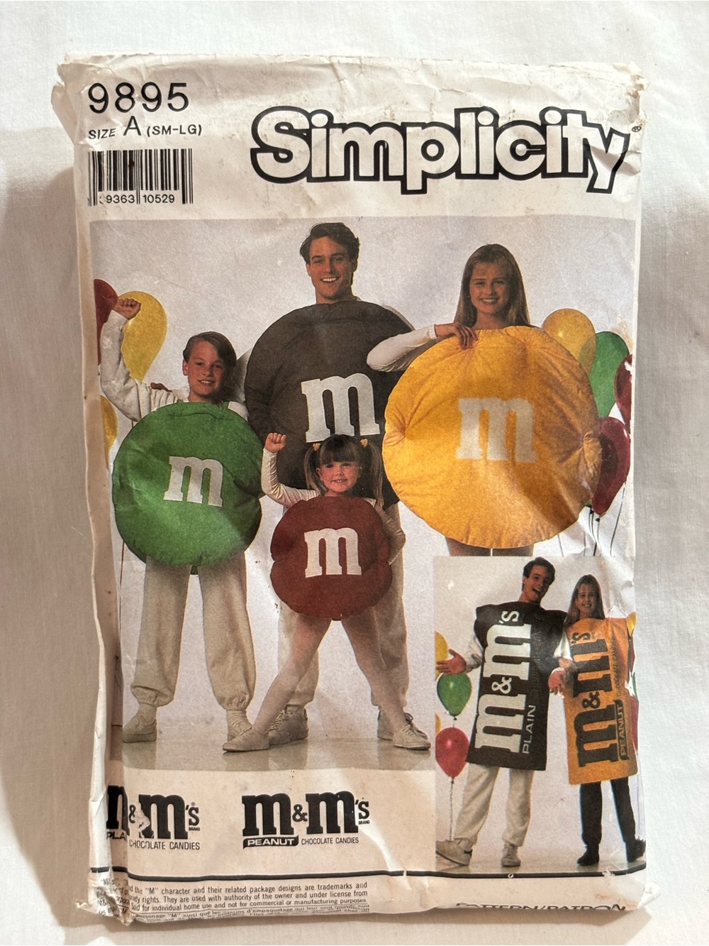 Simplicity 9895 M & M Candy Costume Sewing Pattern Child~Adult Sm-Lg UNCUT